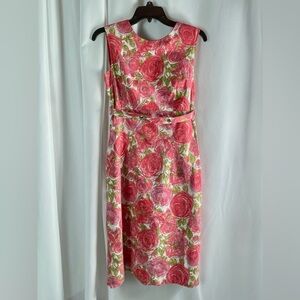 Vintage Floral Pink Sheath Dress